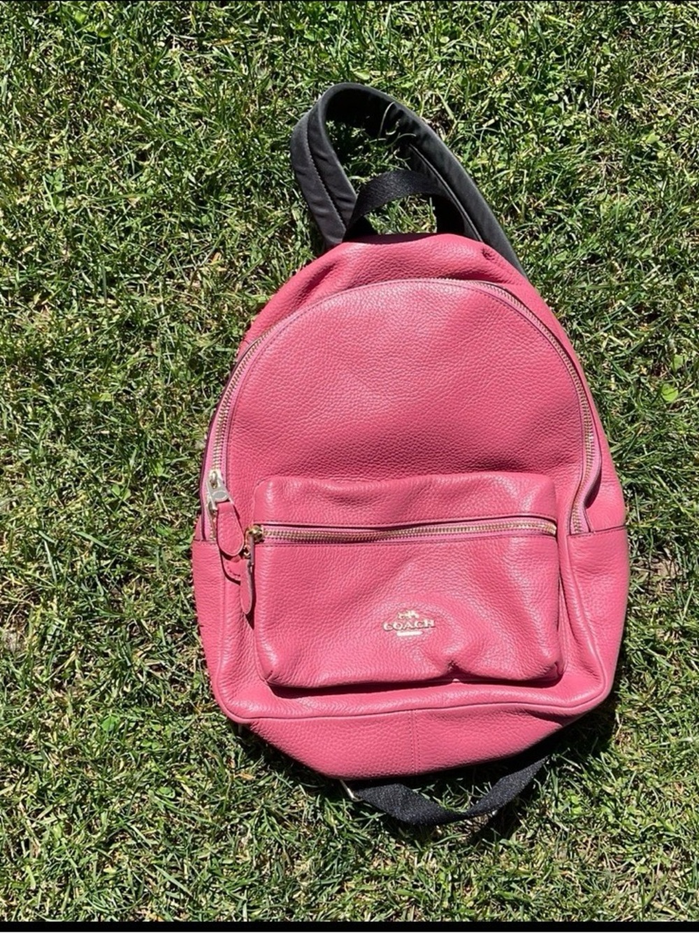 Coach Pink Pebbled Leather Mini Backpack with Gold Hardware